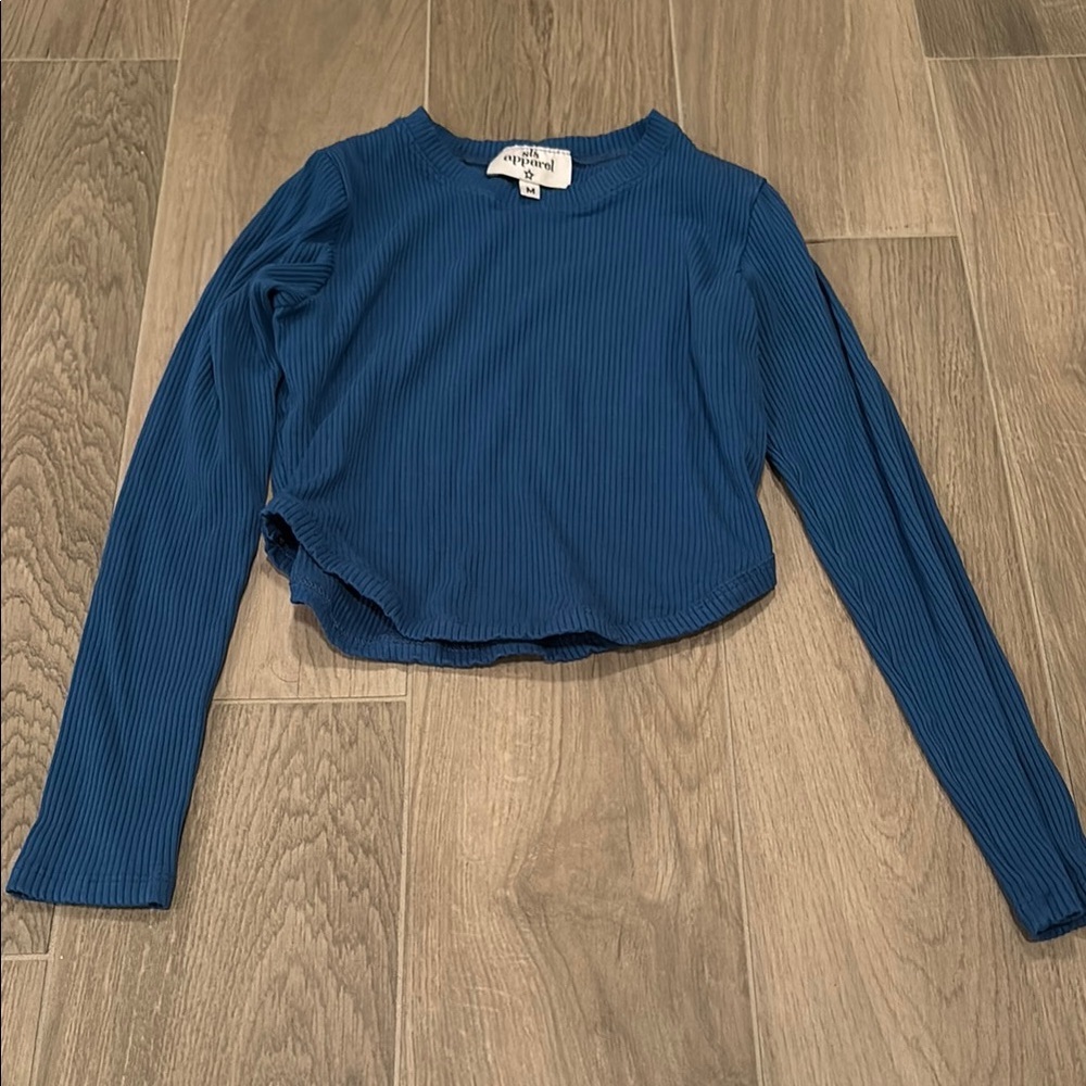 Sls Apparel Girls Blue Ribbed Long Sleeve Size M